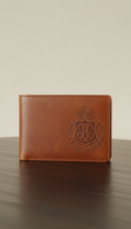 Cognac Leather Crest-Embossed Wallet