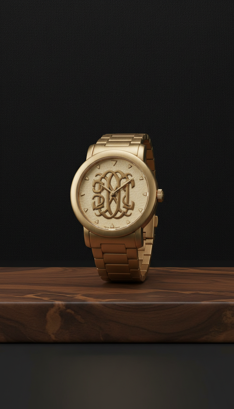 Gilt Bronze Signature Monogram Watch