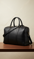 Onyx Black Leather Weekender Bag