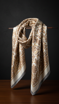 Ivory Parchment Silk Scarf with Heritage Motif